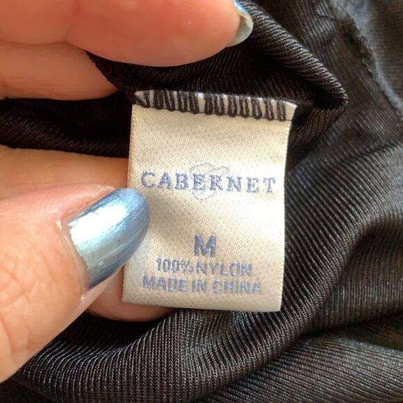 Cabernet black nylon camisole with lace - Picture 5 of 6